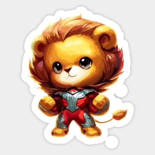 Superhero lion cat Sticker